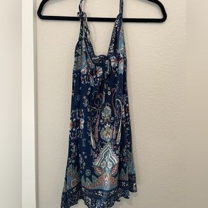 Halter blue floral dress